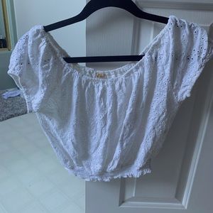 Off the shoulder and cropped shirt!